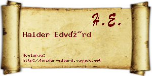 Haider Edvárd névjegykártya